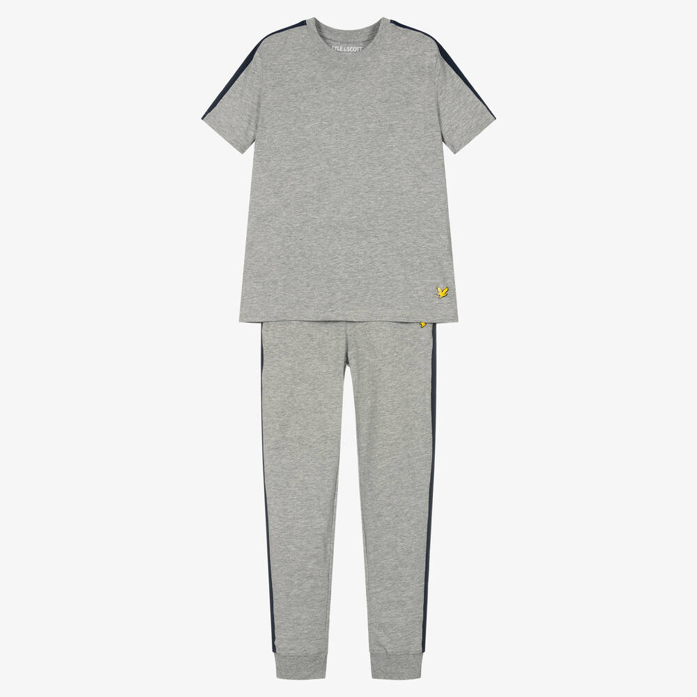Lyle & Scott - Boys Grey Marl Cotton Pyjamas  | Childrensalon