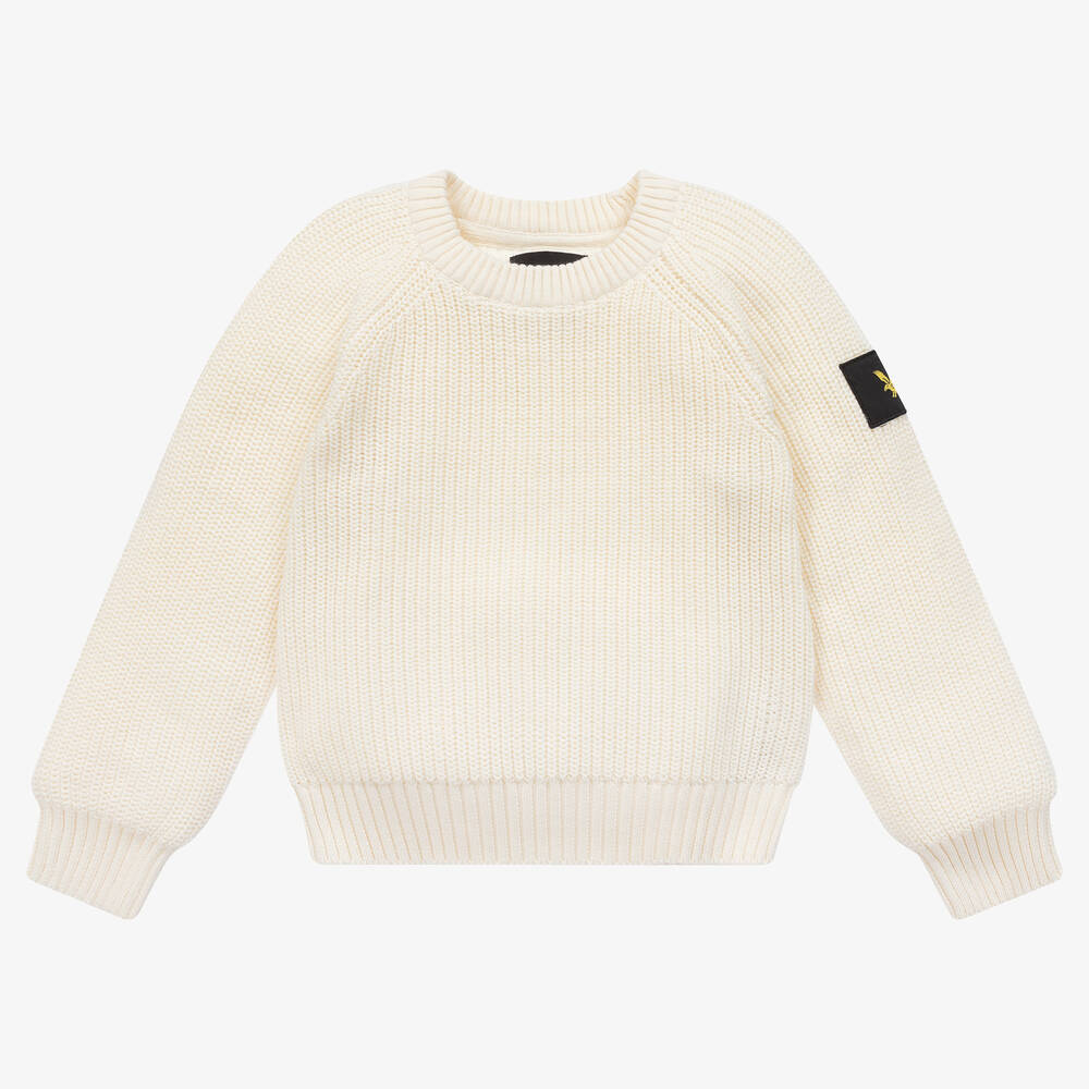 Boys Ivory Cotton Knit Sweater