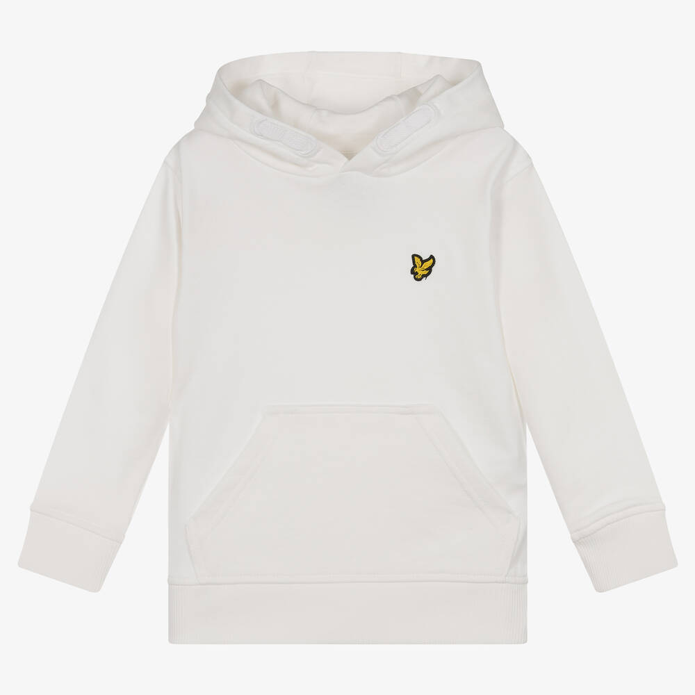 Boys Ivory Cotton Logo Hoodie