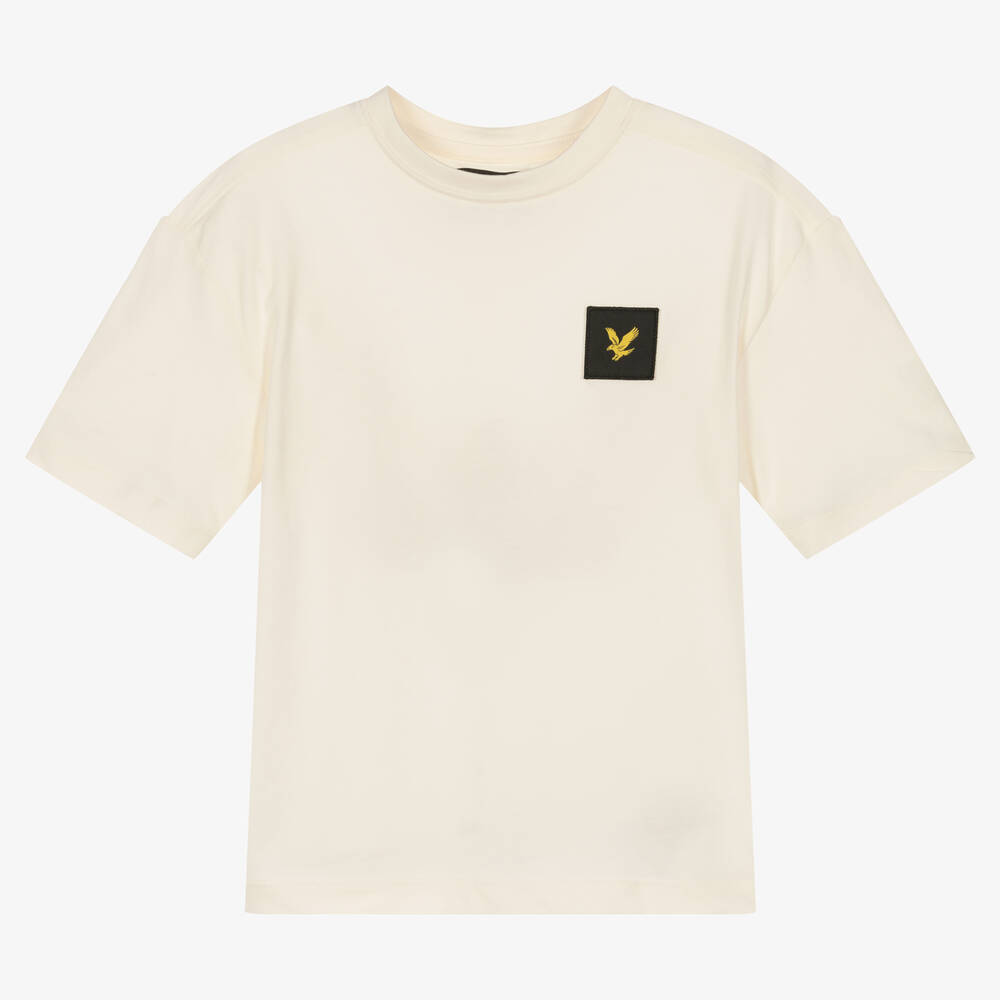 Lyle & Scott - Boys Ivory Cotton Logo T-Shirt | Childrensalon