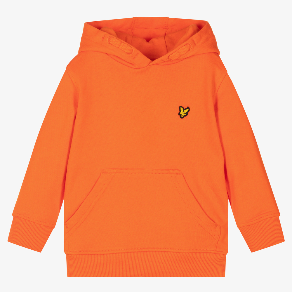 Lyle & Scott - Boys Orange Cotton Logo Hoodie | Childrensalon