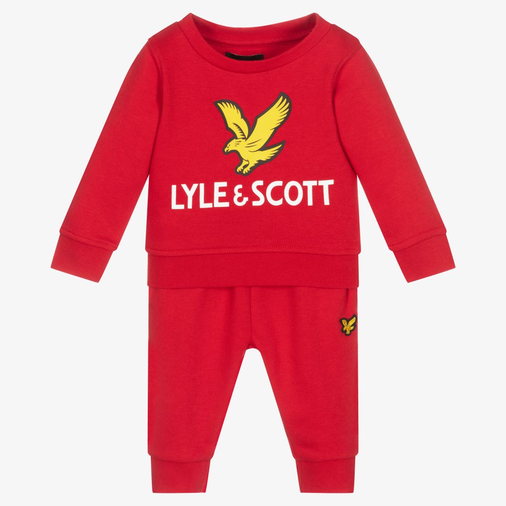 Lyle & Scott - Boys Red Cotton Tracksuit | Childrensalon