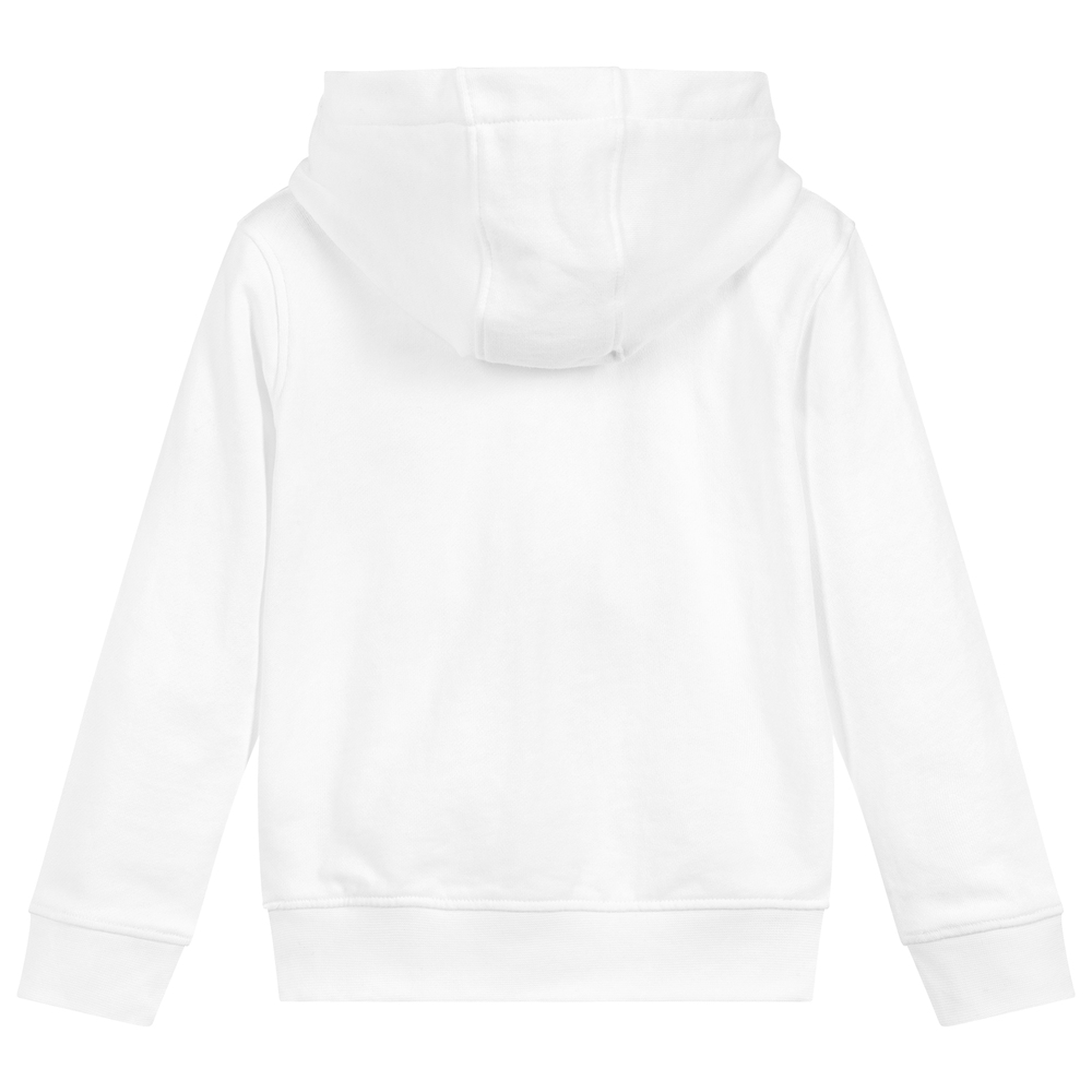 Lyle Scott Boys White Cotton Logo Hoodie