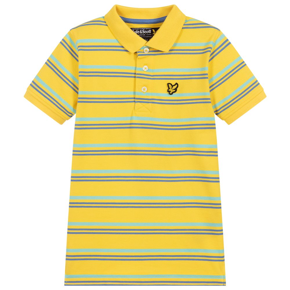 Lyle & Scott - Boys Yellow Cotton Polo Shirt | Childrensalon