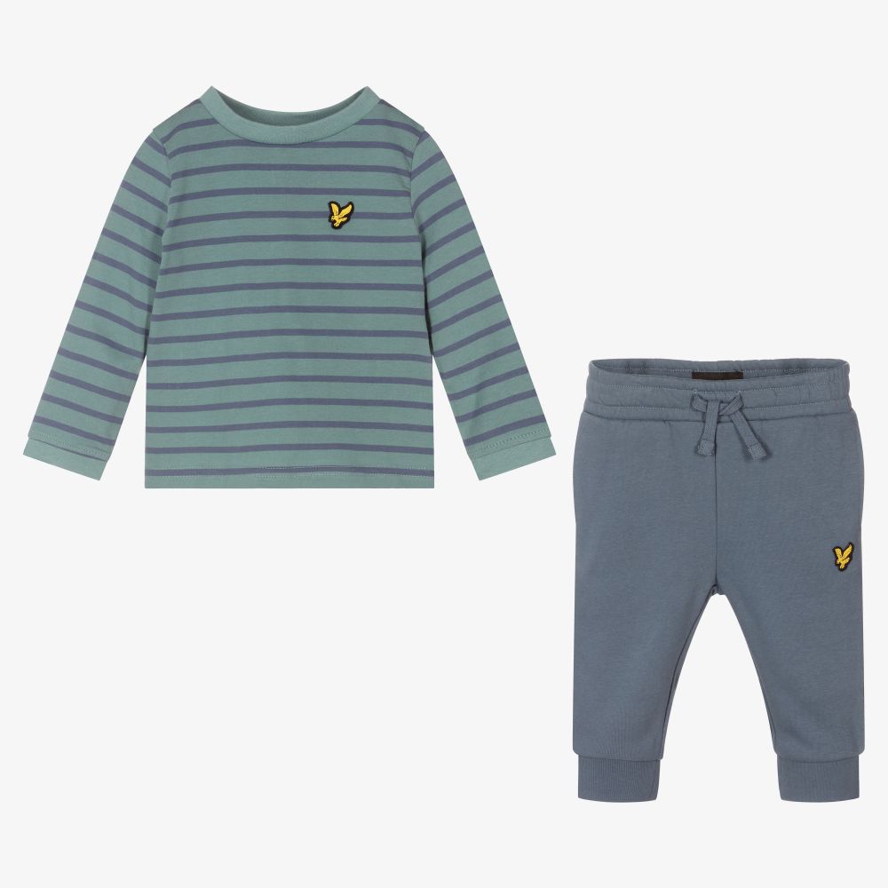 Lyle & Scott - Casual Blue & Green Outfit Set | Childrensalon