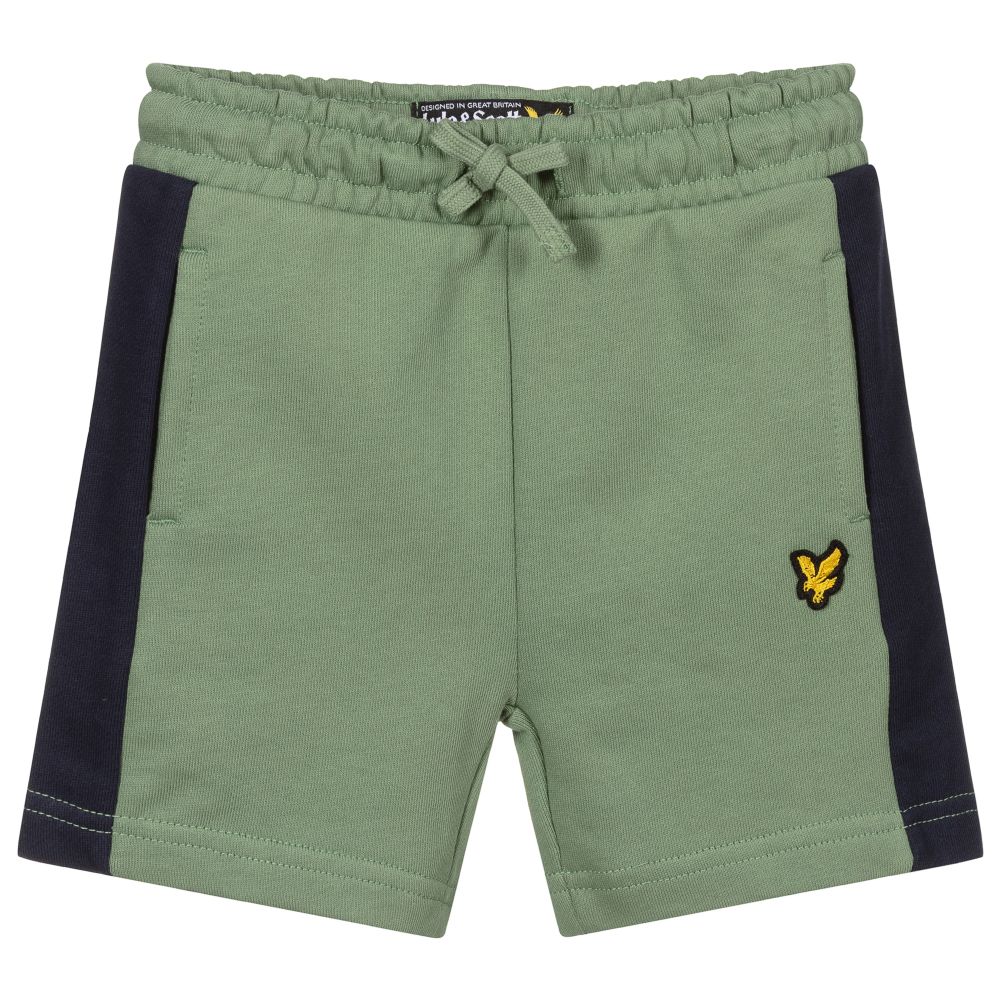 Lyle & Scott - Green & Navy Blue Logo Shorts | Childrensalon