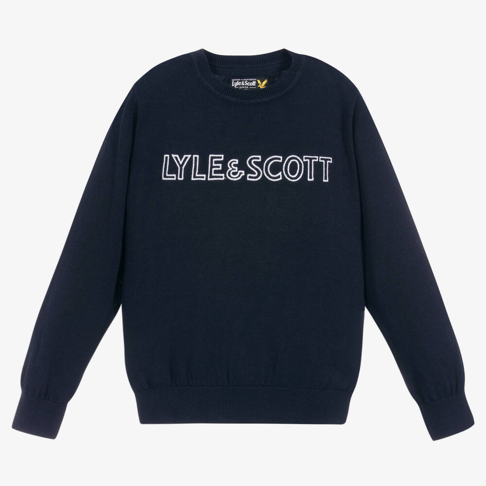 Lyle & Scott - Navy Blue Cotton Knit Sweater | Childrensalon