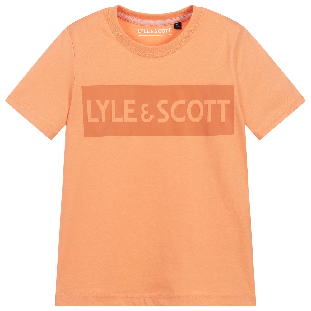 Lyle & Scott - Orange Cotton Logo T-Shirt | Childrensalon