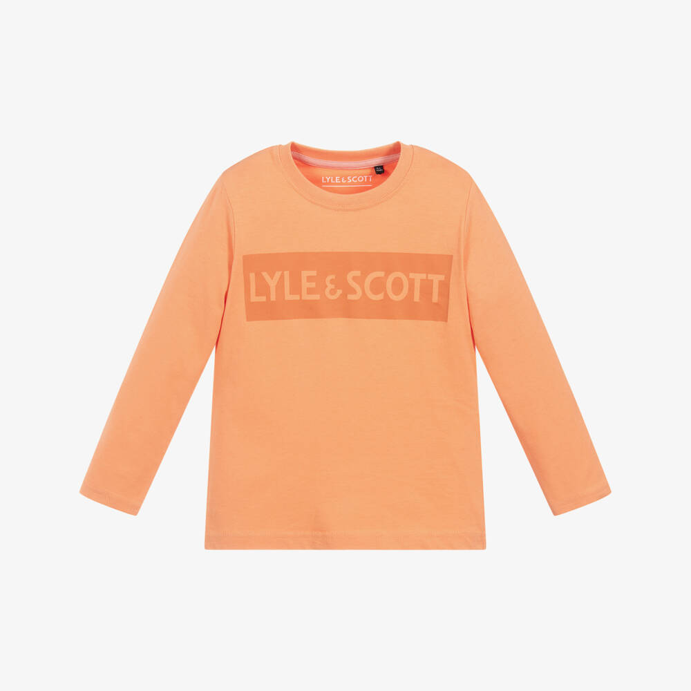 Lyle & Scott-Orange Cotton Logo Top | Childrensalon Outlet