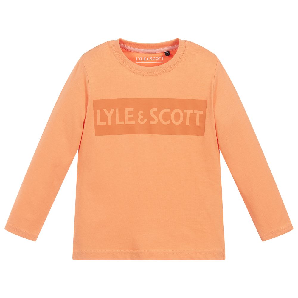 Lyle & Scott - توب لوغو قطن لون برتقالي للأولاد | Childrensalon