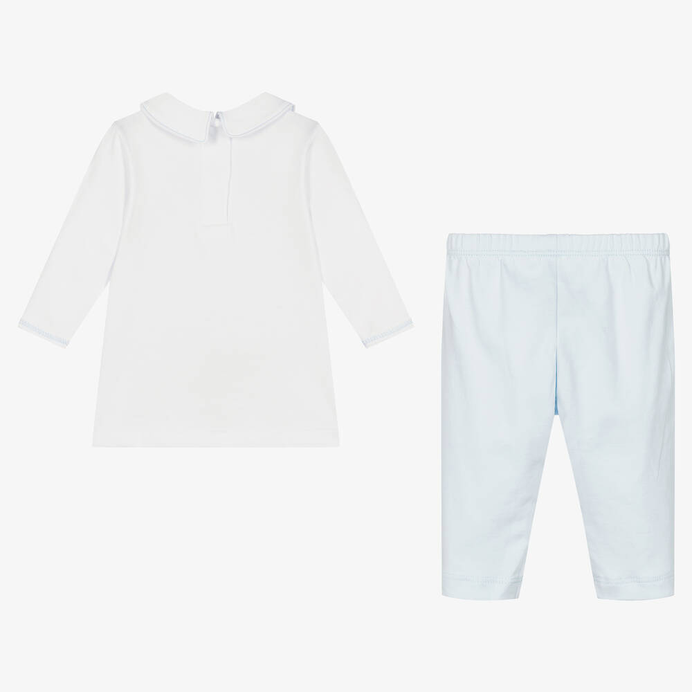 Magnolia Baby-Белый топ и голубые штанишки из хлопка | Childrensalon Outlet