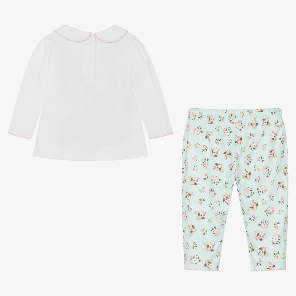 Magnolia Baby-Белая рубашка и зеленые брюки из хлопка | Childrensalon Outlet