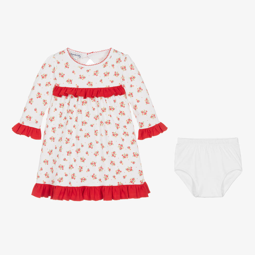 ماغنوليا بيبي-فستان قطن بيما لون أبيض للمولودات | Childrensalon Outlet