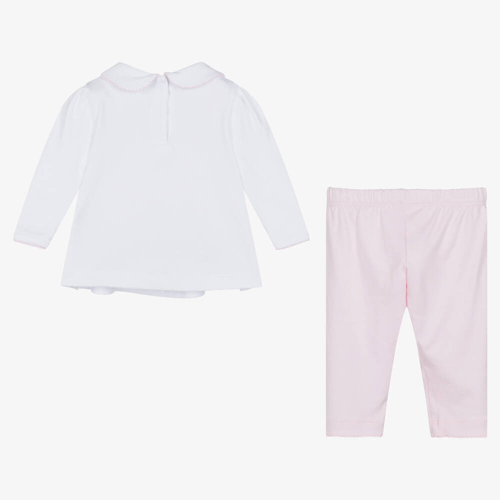 Magnolia Baby-طقم بنطلون قطن بيما لون زهري وأبيض للمولودات | Childrensalon Outlet