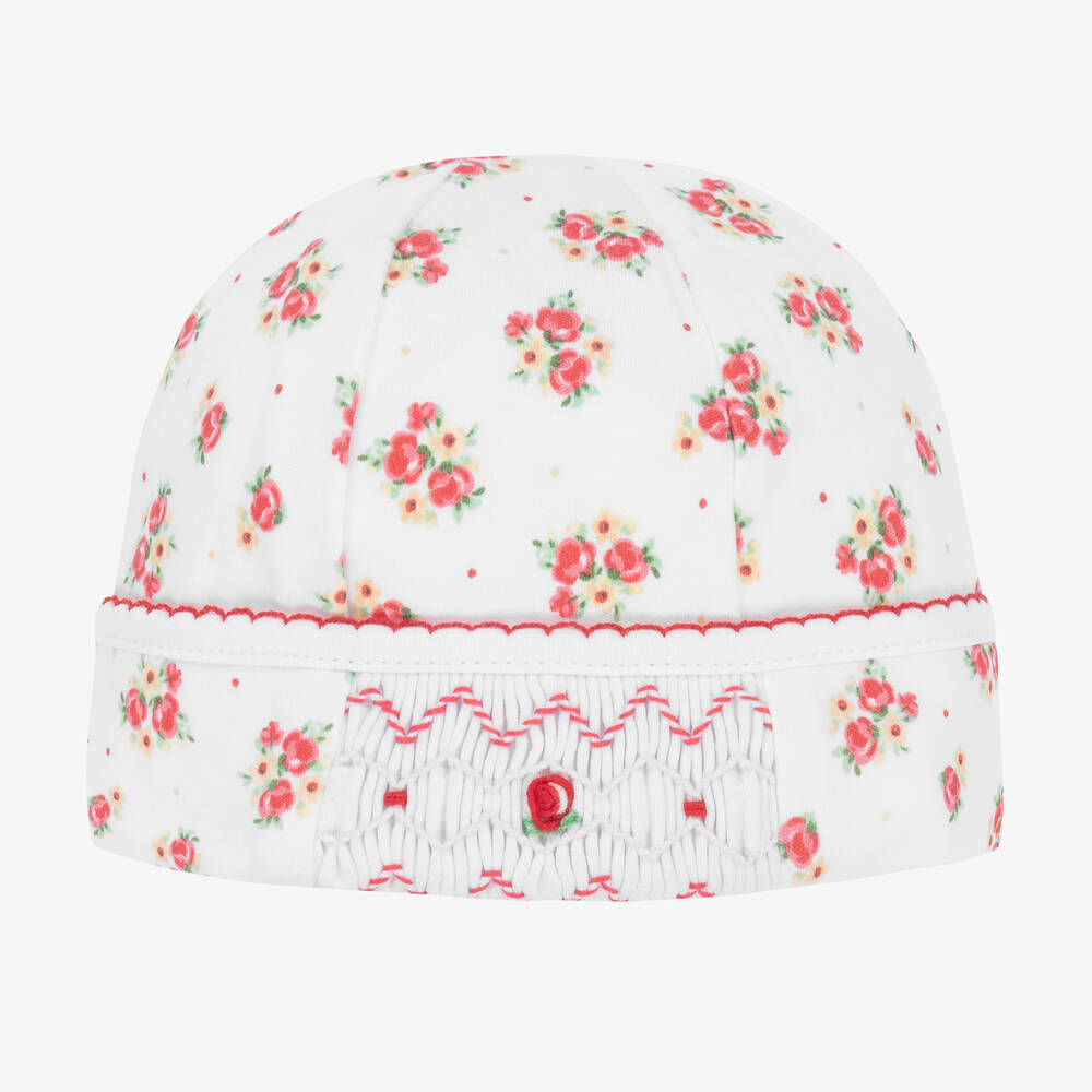 Magnolia Baby - Baby Girls White & Red Smocked Annalise Hat | Childrensalon