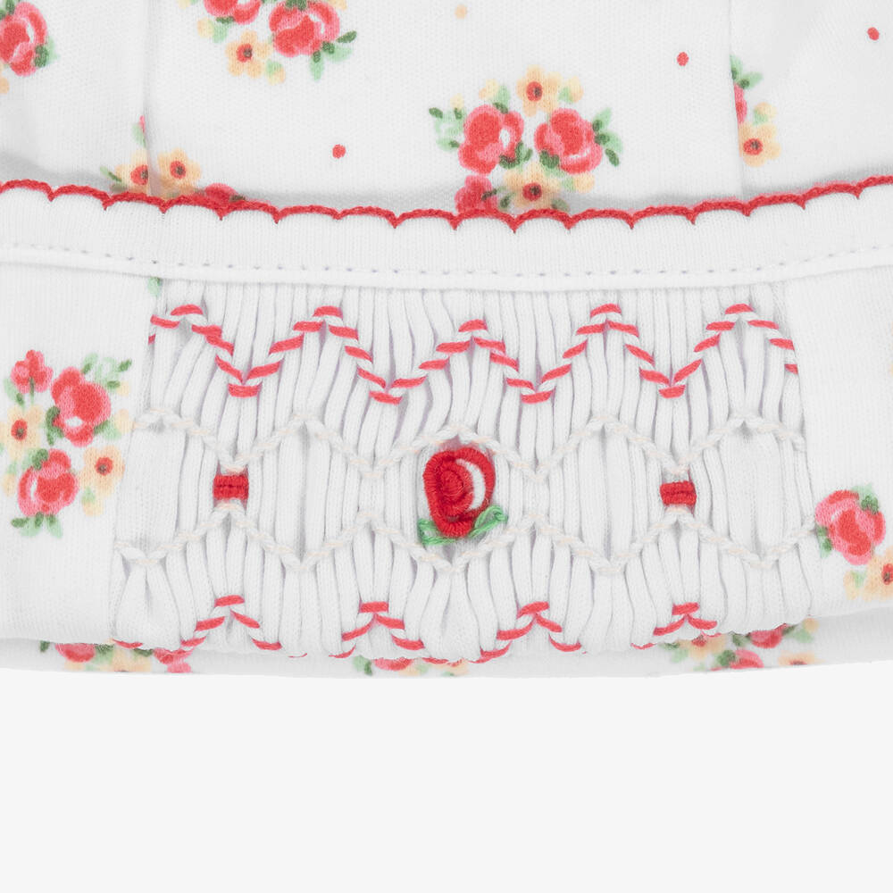 Magnolia Baby-Baby Girls White & Red Smocked Annalise Hat | Childrensalon Outlet