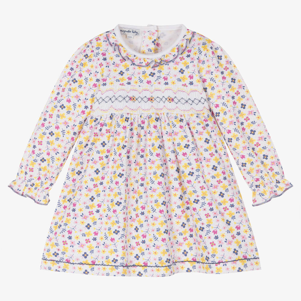 Magnolia Baby - Baby Girls White Smocked Dress | Childrensalon