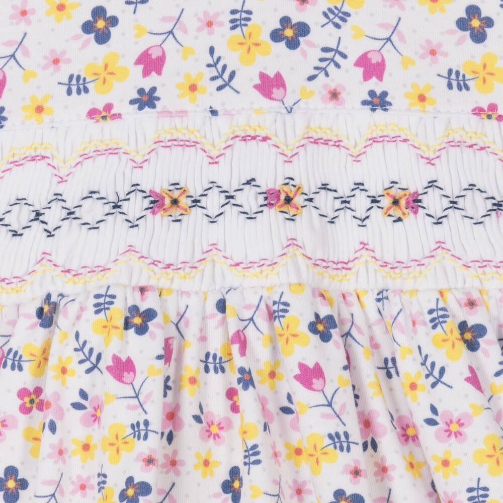 ماغنوليا بيبي-فستان مطرز سموكينغ قطن بيما فوال لون أبيض | Childrensalon Outlet
