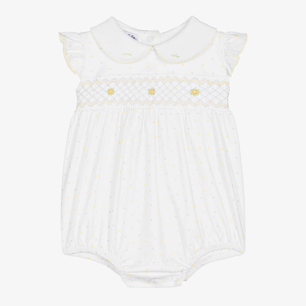 Magnolia Baby - Baby Girls White Smocked Shortie | Childrensalon