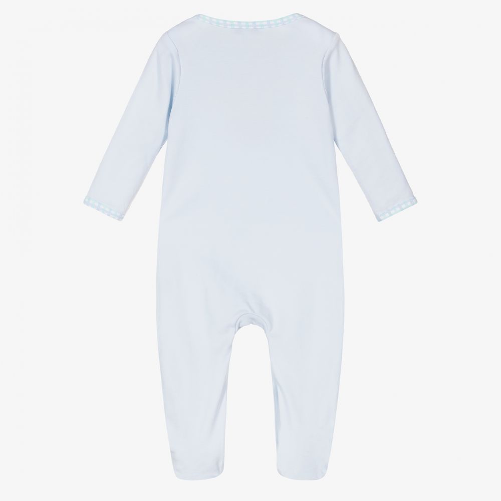 Magnolia Baby-Blue Cotton Bunny Babygrow | Childrensalon Outlet