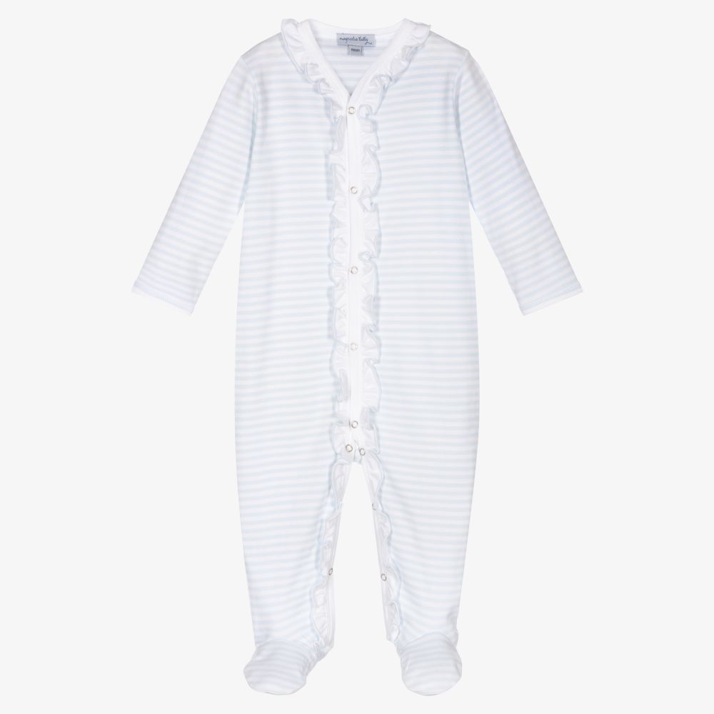 Magnolia Baby - Blue Pima Cotton Babygrow | Childrensalon