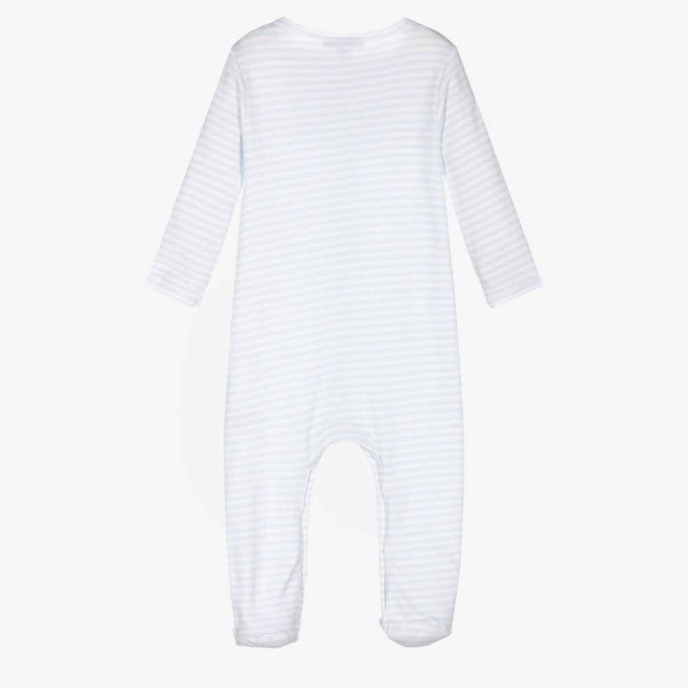 Magnolia Baby-Blue Pima Cotton Babygrow | Childrensalon Outlet