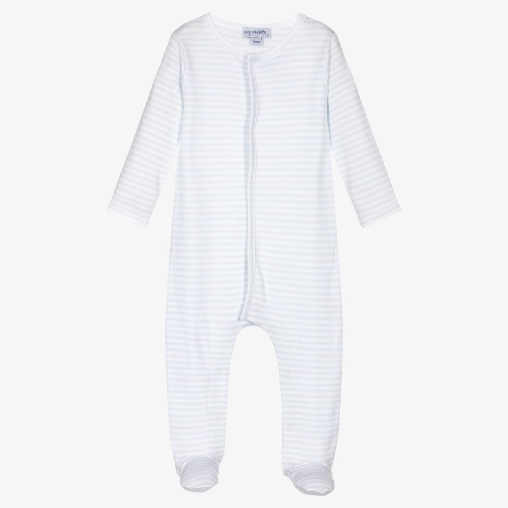 Magnolia Baby - Blue Pima Cotton Babygrow | Childrensalon