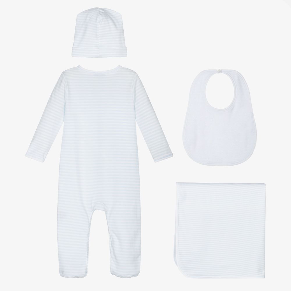 Magnolia Baby-Blue Pima Cotton Babysuit Set | Childrensalon Outlet