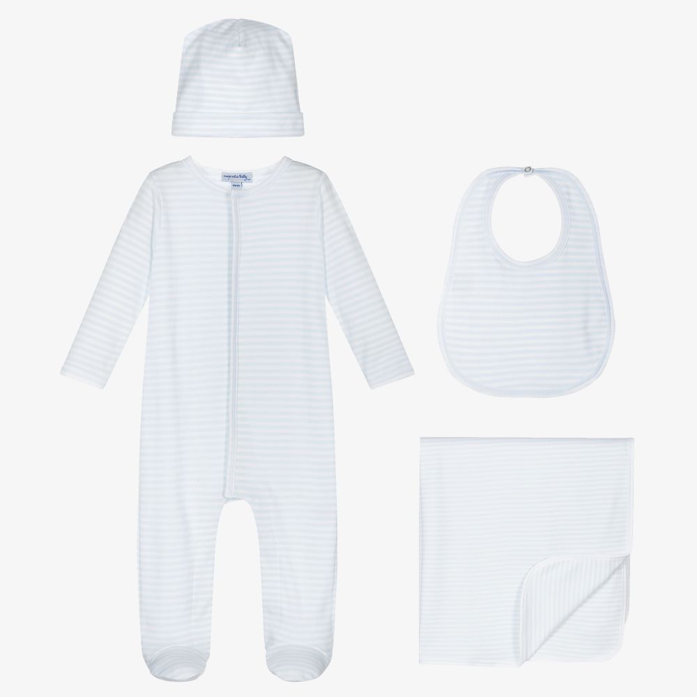 Magnolia Baby-Blue Pima Cotton Babysuit Set | Childrensalon Outlet