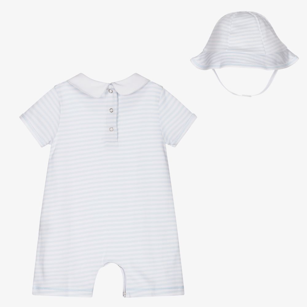 Magnolia Baby-Blue Pima Cotton Babysuit Set | Childrensalon Outlet