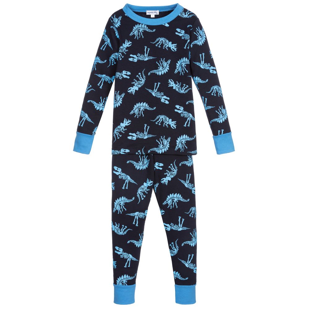 Magnolia Baby - Blauer Pyjama aus Pima-Baumwolle | Childrensalon