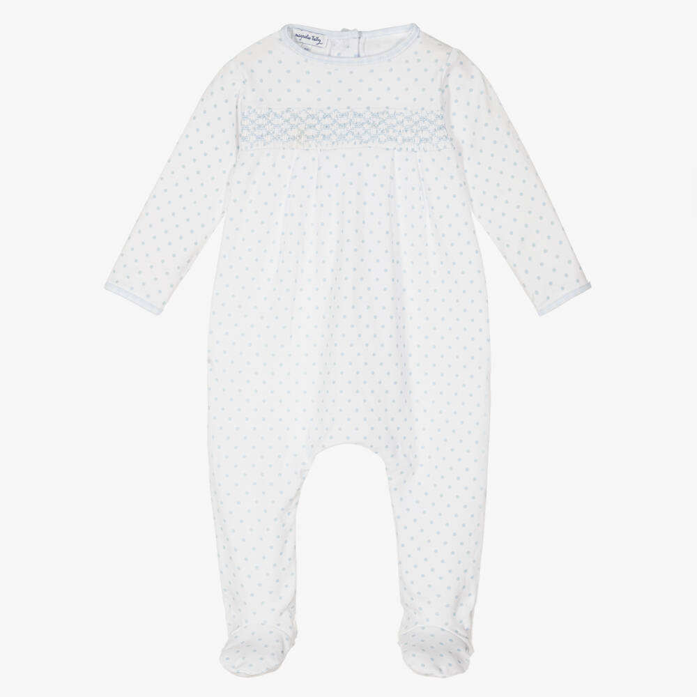Magnolia Baby-Boys Blue Smocked Babysuit | Childrensalon Outlet