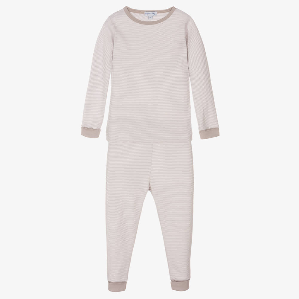 Magnolia Baby-Boys Grey Striped Cotton Pyjamas | Childrensalon Outlet