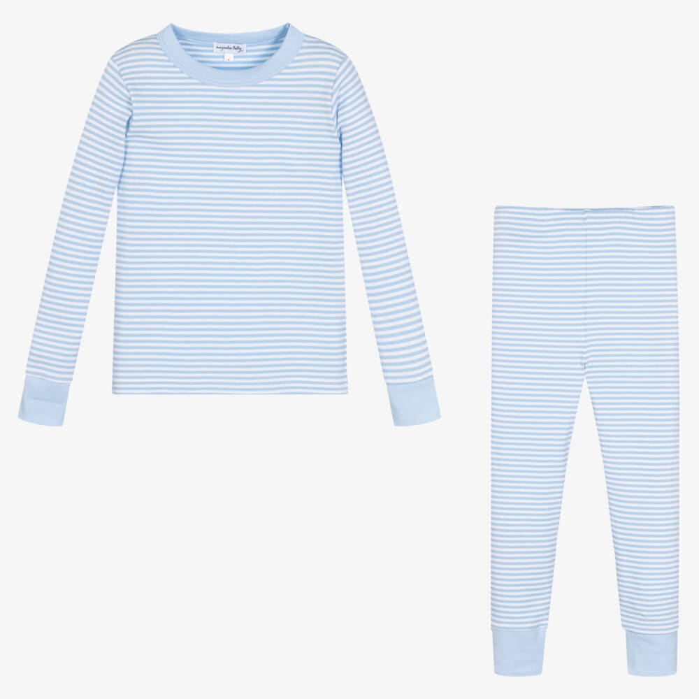 Magnolia Baby-Boys Striped Blue Cotton Pyjamas | Childrensalon Outlet