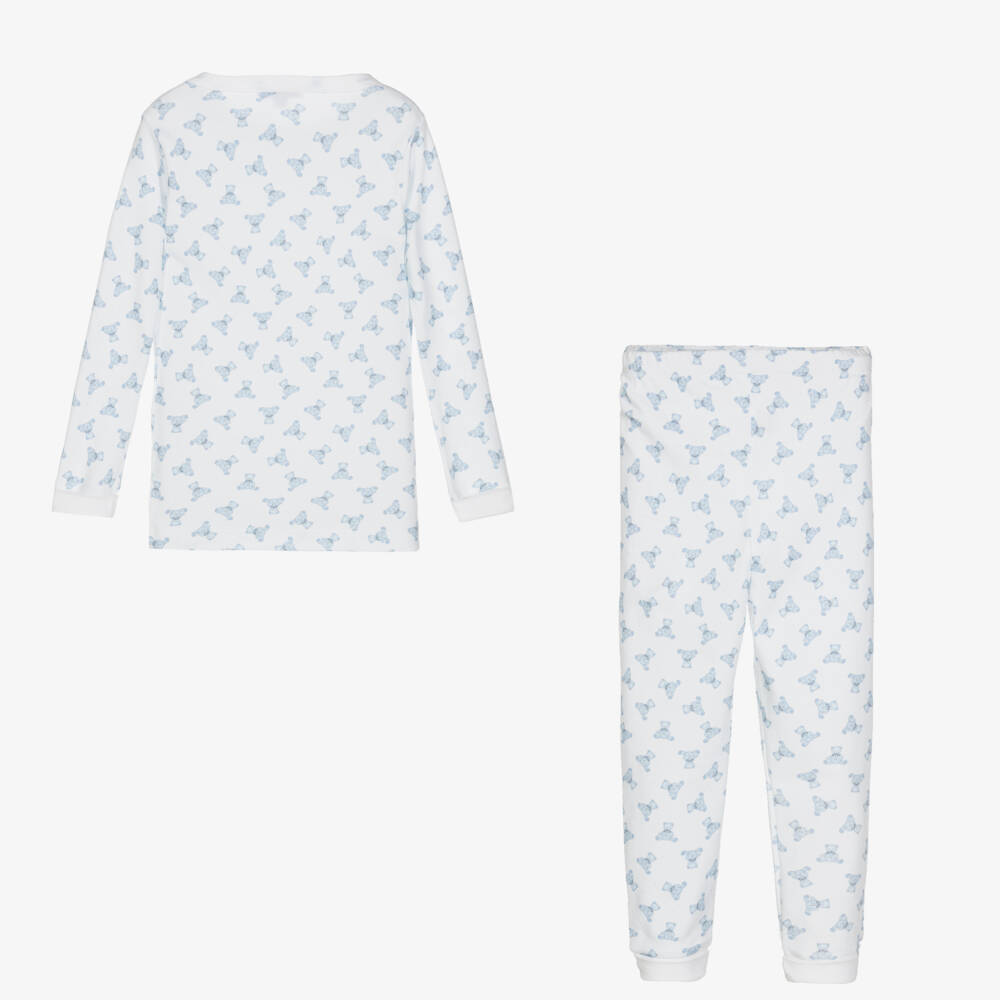 Magnolia Baby-Бело-голубая пижама из хлопка пима | Childrensalon Outlet