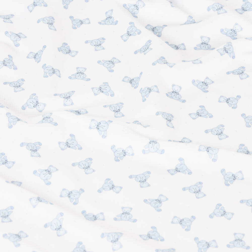 Magnolia Baby-Boys White & Blue Teddy Blanket | Childrensalon Outlet