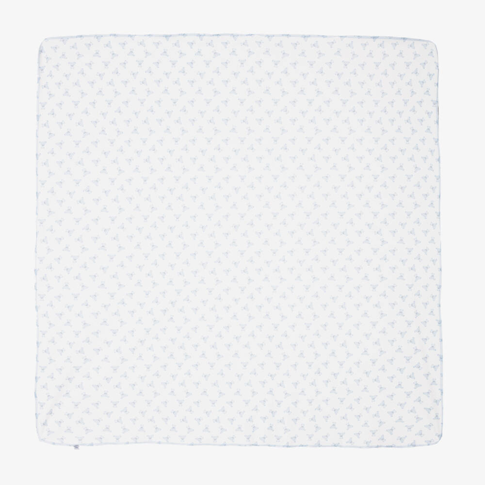 Magnolia Baby-Boys White & Blue Teddy Blanket | Childrensalon Outlet