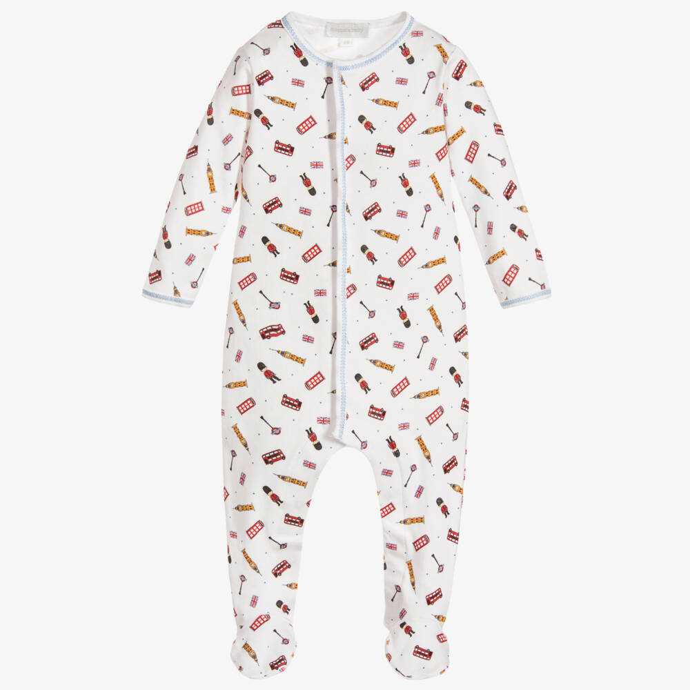 Magnolia Baby-Boys White London Print Babygrow | Childrensalon Outlet