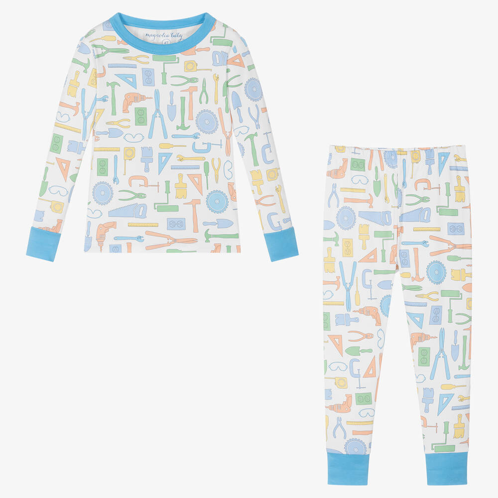Magnolia Baby-Белая пижама из хлопка пима с инструментами | Childrensalon Outlet