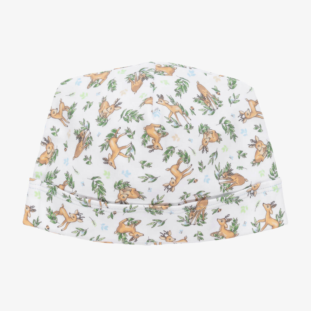 Magnolia Baby - Белая шапочка из хлопка пима с оленятами | Childrensalon