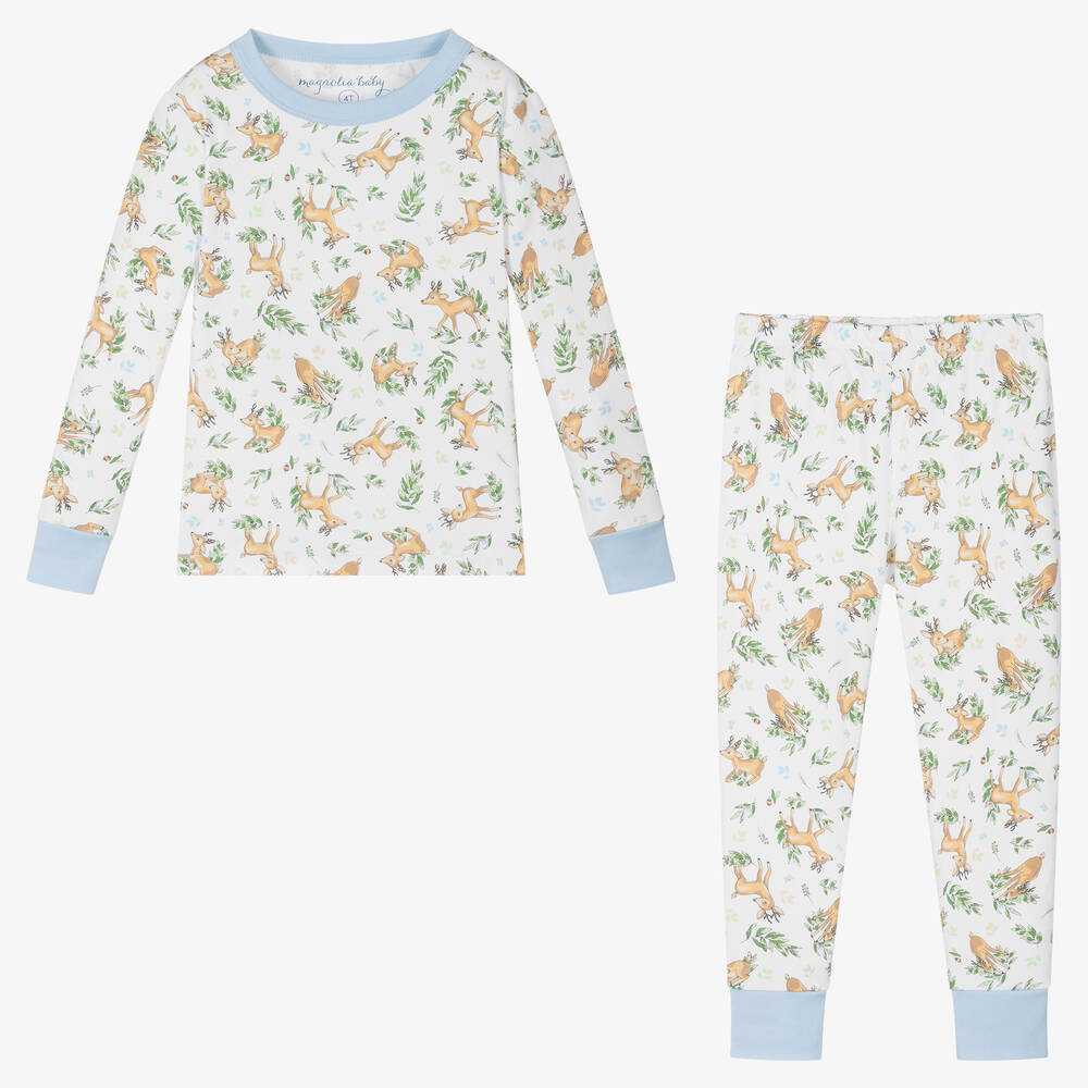 Magnolia Baby-Boys White Pima Cotton Baby Buck Pyjamas | Childrensalon Outlet