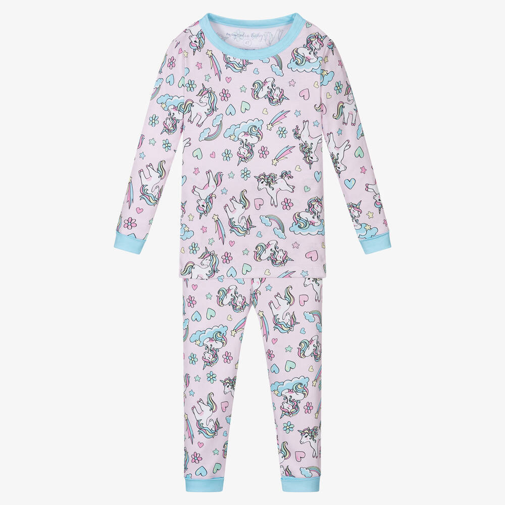 Magnolia Baby - Girls Pink Pima Cotton Pyjamas | Childrensalon