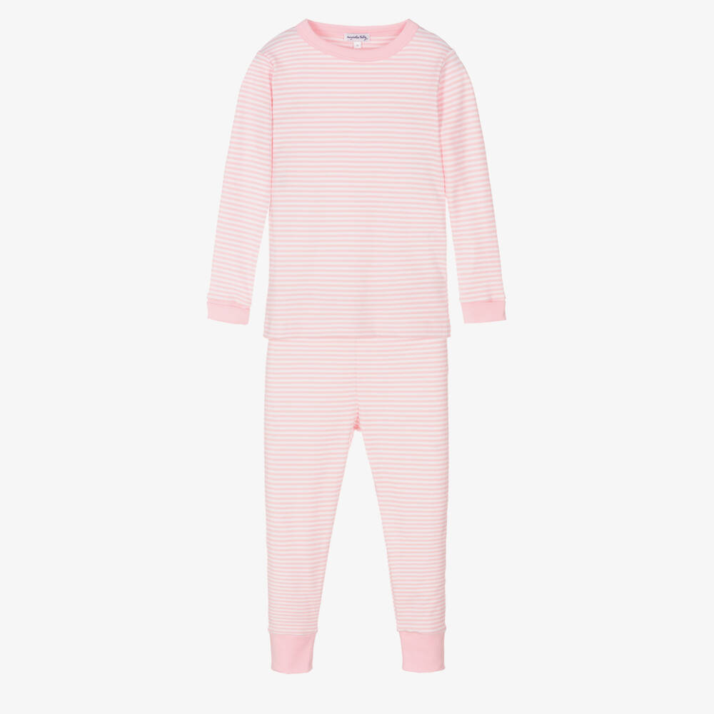 Magnolia Baby-Girls Pink Pima Cotton Striped Pyjamas | Childrensalon Outlet
