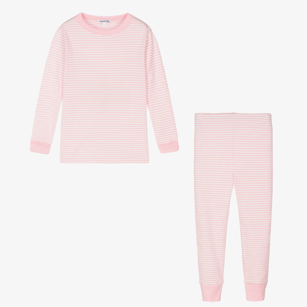 Magnolia Baby-Розовая пижама из хлопка пима в полоску | Childrensalon Outlet