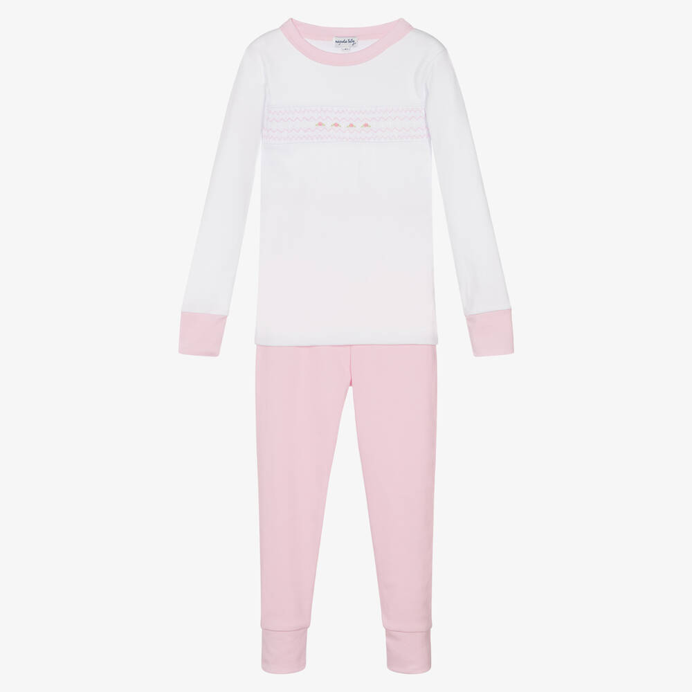 Magnolia Baby - Girls Pink Smocked Pyjamas | Childrensalon