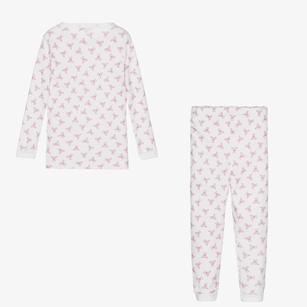 ماغنوليا بيبي-بيجاما قطن بيما لون زهري وأبيض للبنات | Childrensalon Outlet