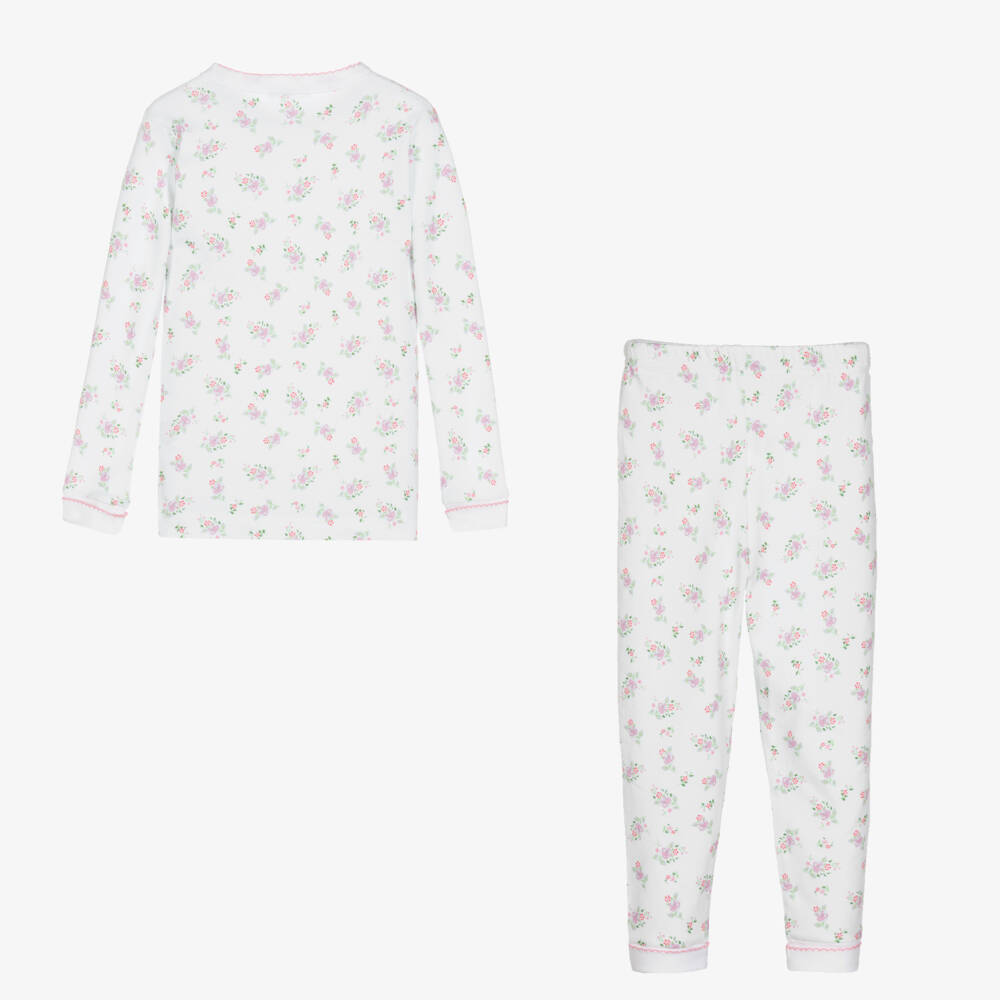 ماغنوليا بيبي-بيجاما قطن بيما لون أبيض وزهري بطبعة ورود | Childrensalon Outlet