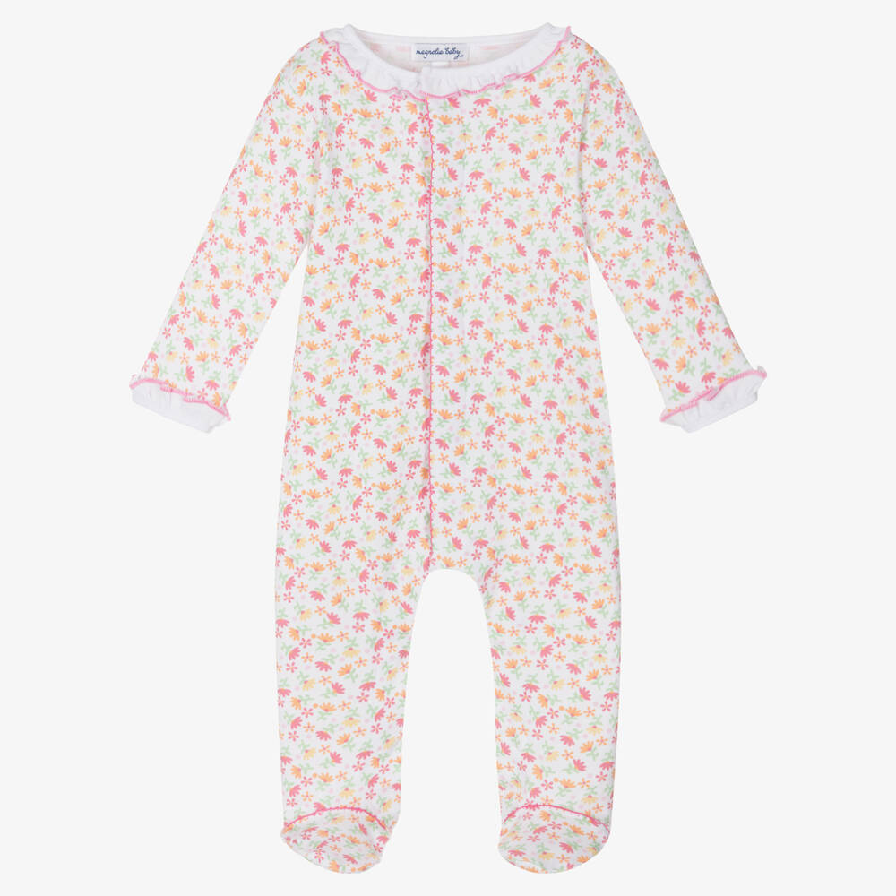 Magnolia Baby-Girls White Cotton Autumn's Classics Babygrow | Childrensalon Outlet