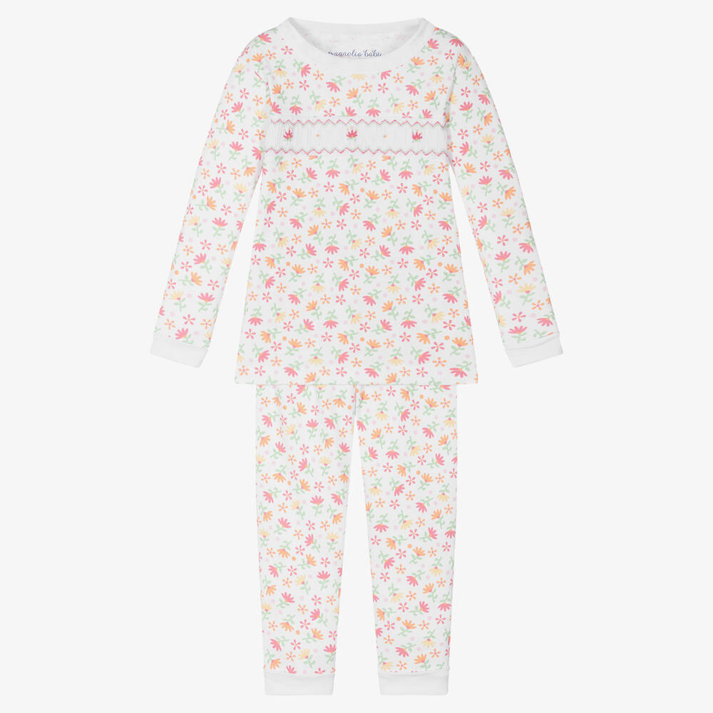 Magnolia Baby - Girls White Cotton Autumn's Classics Pyjamas | Childrensalon