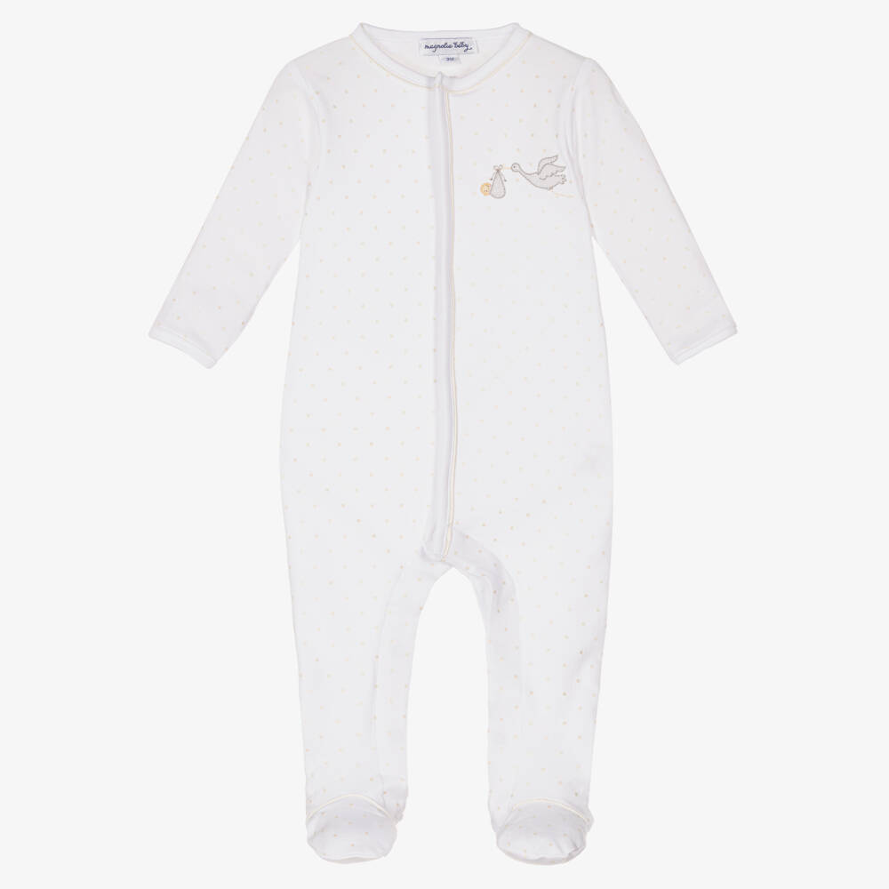Magnolia Baby-Girls White Cotton Sleepsuit | Childrensalon Outlet